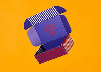 Custom blue mailer boxes with gradient design showing printed interior